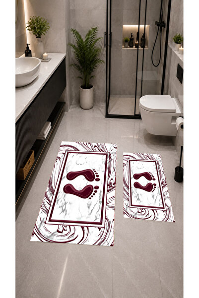 GNL HOME Marble Patterned 60 X 100 - 40 X 60 Non-Slip Base Washable Dust and ...