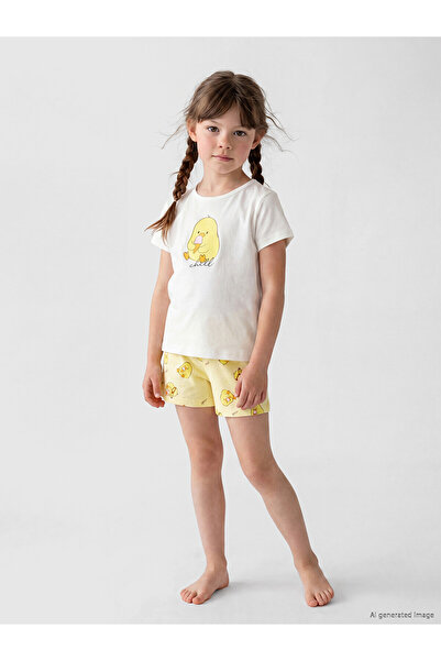 LC Waikiki Vizyon New Season Chick Printed Girls' Pajama Set