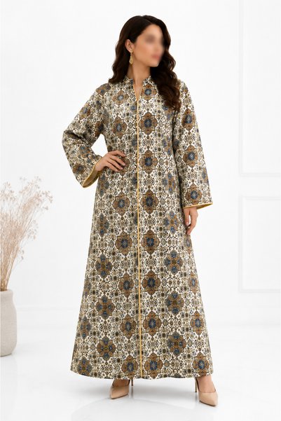 THOGUE Luxurious Traditional Patterned Women's Long Robe - Elegant Collar - Comfortable Loose Fit