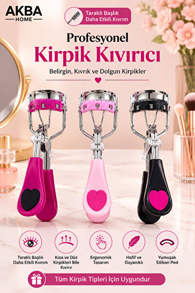 AKBA HOME Profesyonel Kirpik Kıvırma Makası – Ergonomik Saplı Metal Kirpik Kı...