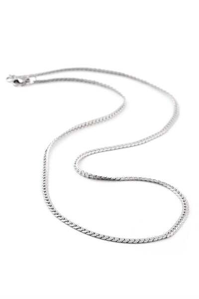 Lorivelle Men's Steel Necklace Silver Color Thin Flat Design Stainless Tarnis...