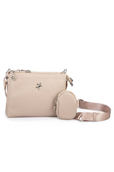 Nas Bag Mini Kadın 3 Gözlü Cüzdanlı Günlük Çapraz Çanta Kum Victoria