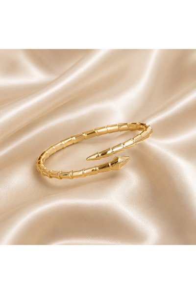 Shinora Gold Geometrik Açık Kelepçe Bileklik