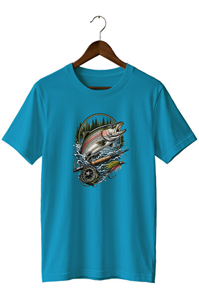 remonz Unisex Salmon Fish Print T-Shirt – Fly Fishing and Outdoor Themed Crew...