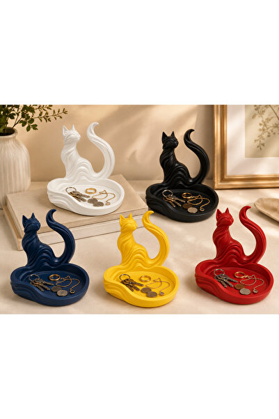 MYE TEKNOLOJİ Jewelry and Keychain Tray with Cat Figure – Decorative Desktop ...