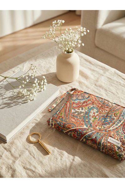 PURSEMARK Shawl Patterned Tablet Case Zippered Handmade Bag