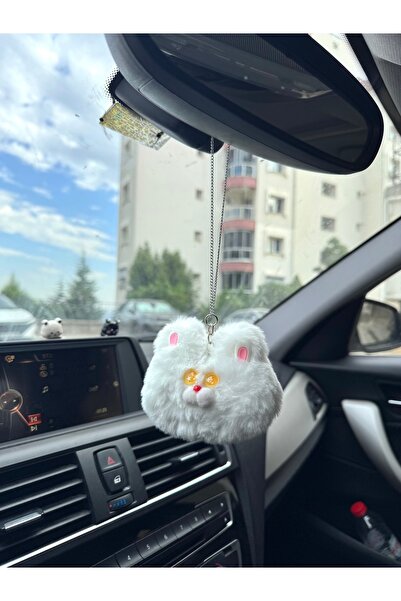 senfida Automobile Rear View Ornament Cat Face Rear View Ornament Cat White P...