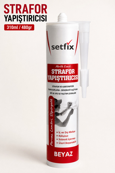 Setfix Strafor Yapıştırıcı, 310ml, 480gr / Su Bazlı, Kartuş Tipi Polistiren, ...