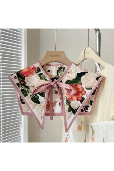 EMAYS DESIGN Floral Patterned Tie-Back Scarf Collar |   Removable Shoulder Sh...