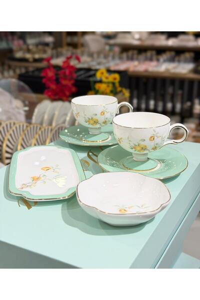 Onedekor 6 Piece Mint Porcelain Cup Set for 2 People