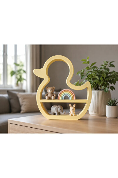 Baby Darling %100 Doğal Ördek Dekoratif Raf - Figür, Araba, Mini Oyuncak Standı (26cm Yükseklik)