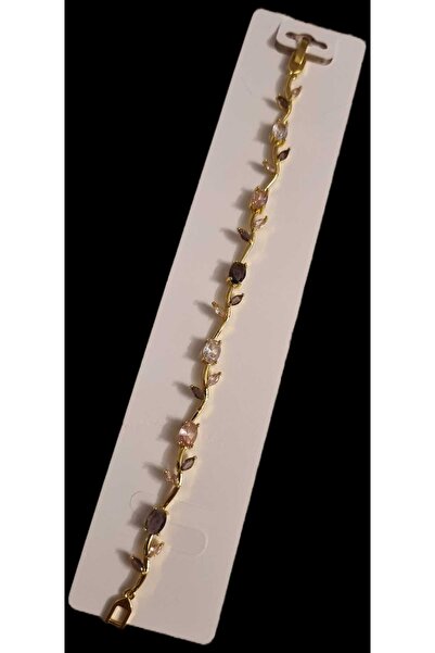 Genel Markalar 316L ÇELİK GOLD TAŞLI ÇİÇEKLİ SARMAŞIK BİLEKLİK