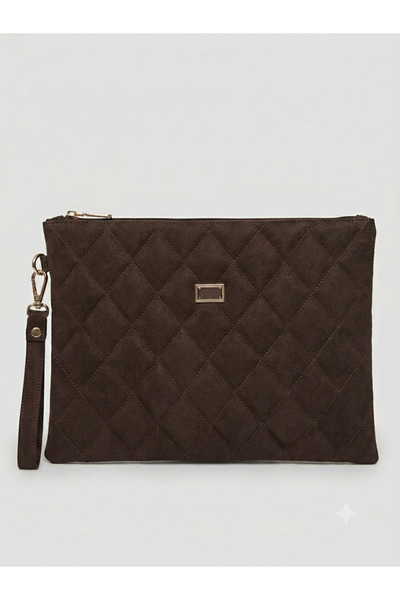BK Bags & Accessories حقيبة يد نسائية متوسطة الحجم من جلد الغزال بلون بني حار