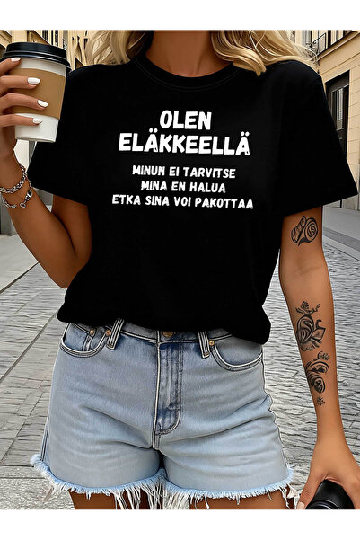 NOURAM Finnish Life Attitude Slogan Printed Crew Neck Women'S T-Shirt, Text D...