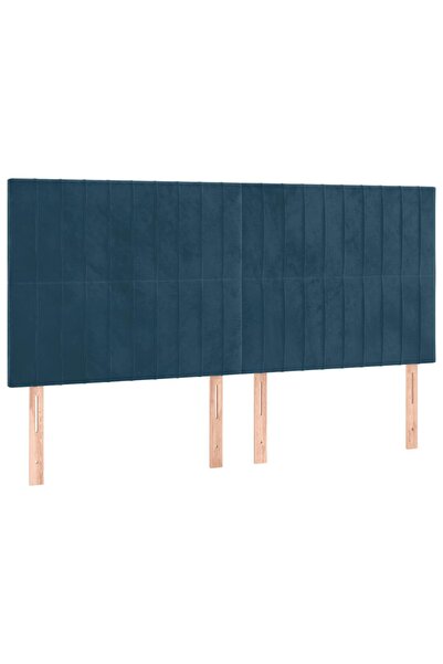 vidaxl Tăblie de pat albastru închis 160x5x118/128 cm catifea