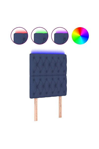 vidaxl Tăblie de pat cu LED, albastru, 80x7x118/128 cm, textil