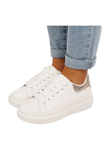 SOFILINE Adidași albi/aurii cu talpă groasă M-8826 M7