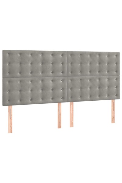 vidaxl Tăblie de pat gri deschis 180x5x118/128 cm catifea