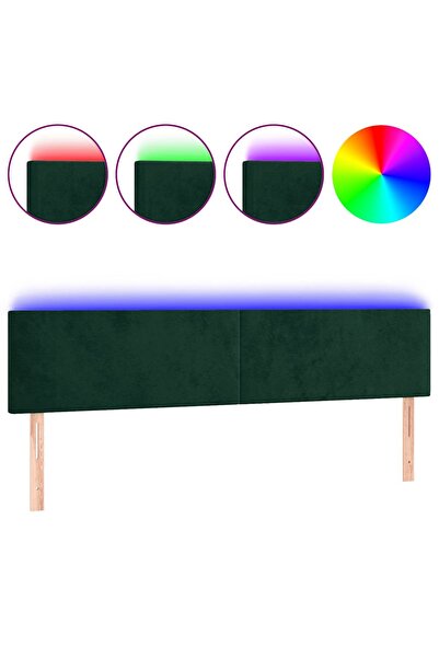 vidaxl Tăblie de pat cu LED, verde închis, 200x5x78/88 cm, catifea