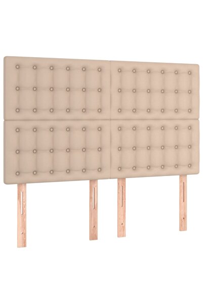 vidaxl Tăblie de pat Cappuccino 144x5x118/128 cm piele ecologică