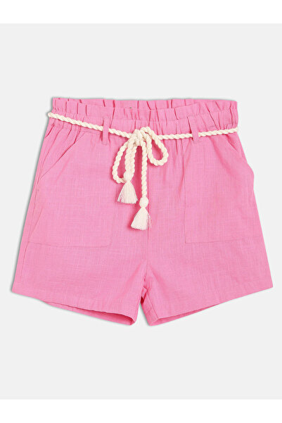 MINI KLUB By Styli Girls Cotton Plain Shorts With Rope Belt