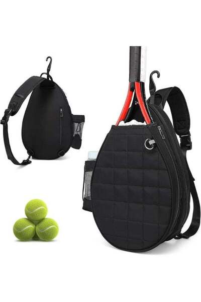 Arabest Tennis Backpack Holds 2 Rackets, Quilted Crossbody Sling Bag and Wate...