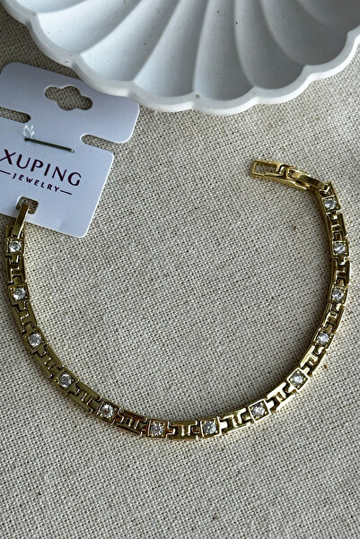Modacaprea Xuping 14k Taşlı Geçmeli Zincir Kadın Bileklik 17+2 cm | Kararmaz ...