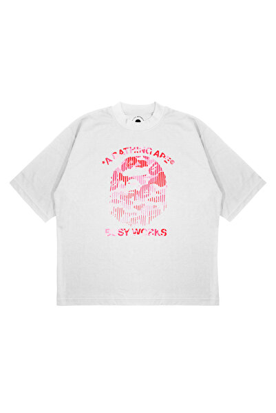 PURE EFFECT Unisex oversize BAPE BUSY WORKS majica sa razbijenim printom, šir...