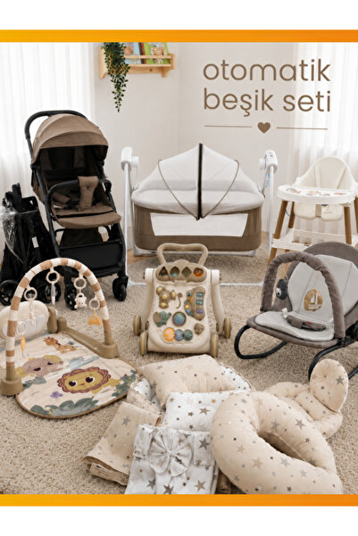 modabebekler Bebek Arabası 15 Parça Kabin Boy Çeyiz Seti Otomatik Beşik Puset...