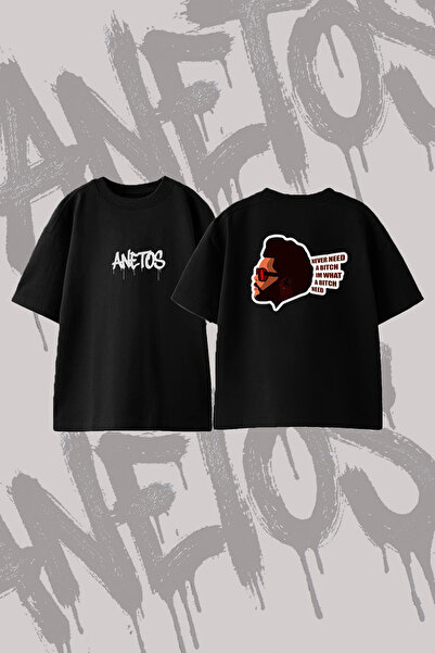Anetos The Weeknd_92 Σχεδιαστικό μπλουζάκι με στάμπα στην πλάτη, βαμβακερό, μ...