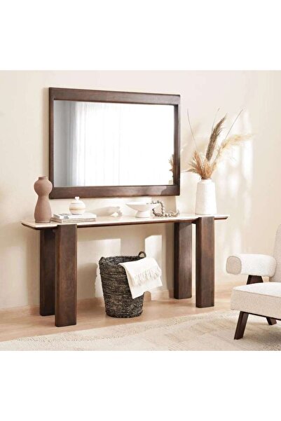 PAN HOME LATASHA CONSOLE TABLE WITH MIRROR MARBLE - BEIGE BROWN