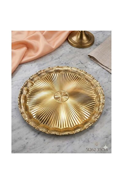 konak alışveriş 51262 - Presentation Tray Round.35Cm Gold -