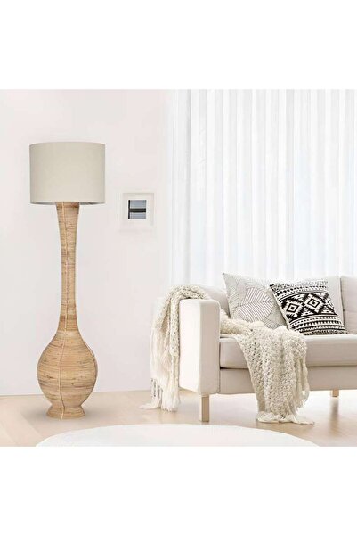 PAN HOME مصباح أرضي من الخيزران المنسوج يدويًا من إيموري 42×145 سم - طبيعي