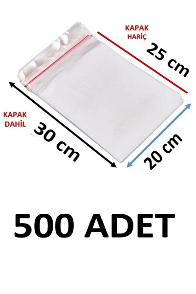 MTKardeşler 500 قطعة 20x25+5 سم أكياس جيلاتينية لاصقة شفافة