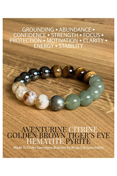 Wrap2Up AVENTURINE, CITRINE, GOLDEN BROWN TIGER'S EYE, HEMATITE AND PYRITE MA...