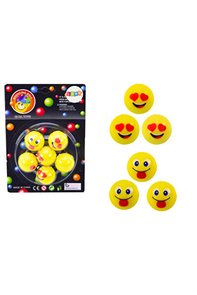 LEAN Set de 6 mingi de cauciuc cu emoji, 17,5 x 12,5 x 3 cm, 20376