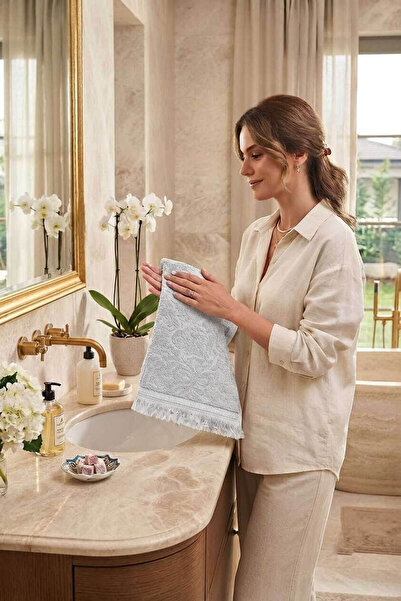 Elif Mira Hand and Face Towel 50X90 cm 100% Cotton Fringed Estelle