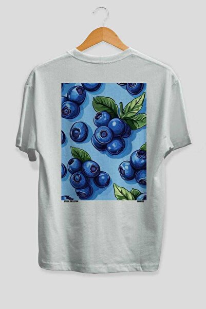 Ankhises Μπλουζάκι Blueberry 2 Oversize με στάμπα στην πλάτη, λευκό, Unisex, ...