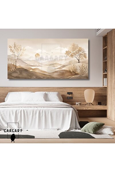 GAAGART Panoramik Kanvas Tablo Soft Dağlar Kuşlar ve Orman Manzara
