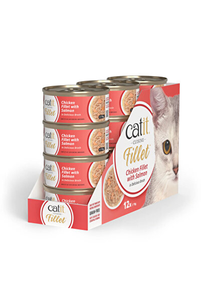Catit Cuisine Chicken Fillet with Salmon Wet Cat Food – 12x75g Grain Free Can...