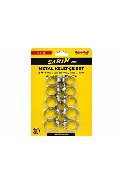 ŞAHİN TOOLS 10 Parça Metal Kelepçe Seti Paslanmaz Hortum Kelepçesi 18-27 mm A...