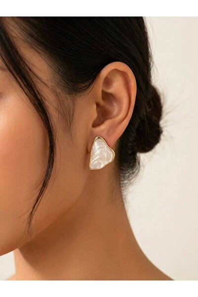 VAREVİA Natural Stone Look Earrings with Gold Detail