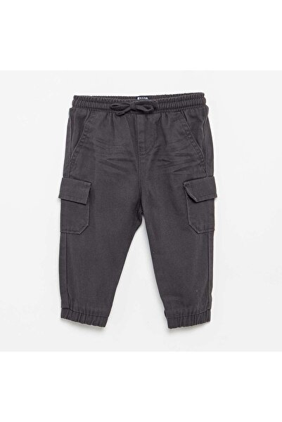 KIABI Twill joggers with flap pockets BLACK