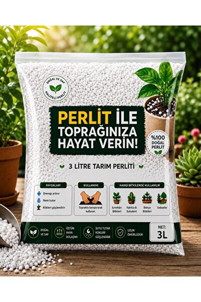 NEXVORİA 3 Litre Tarım Perliti – Toprak Havalandırıcı Perlit | Saksı, Kaktüs,...