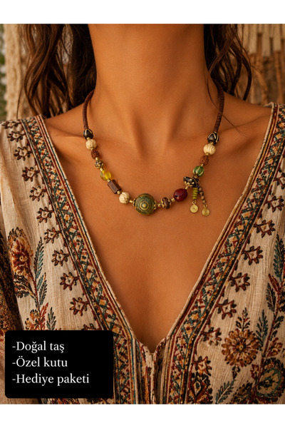 HER ŞEY NOTA www.herseynota.com Natural Stone Earth Blend Necklace – Handmade...