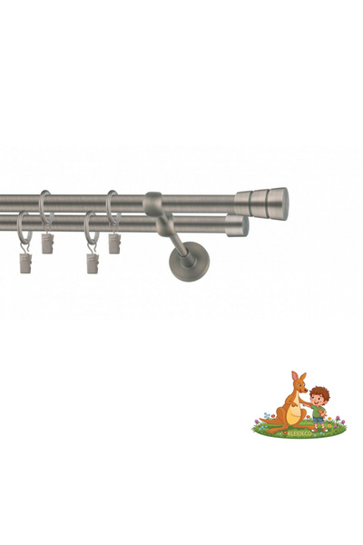 KLEIDECO Double curtain rail ALASKA, Metal, Diameter 19 mm, SITKA ends, 340 c...