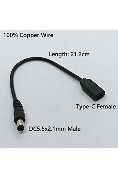 Choice DC5521-M to Type-C F 1PC DC 5.5x2.1mm to Type-C Male/Female Charging C...