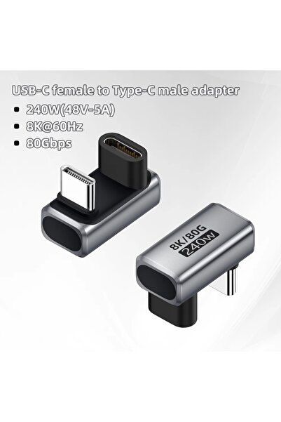 Choice Silver 240W 80Gbps 8K@60Hz USB C Adapter USB-C Male to Female Adapter ...