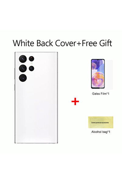 Choice3 غطاء خلفي للبطارية لهاتف S22Ultra باللون الأبيض، لوحة زجاجية ثلاثية ا...