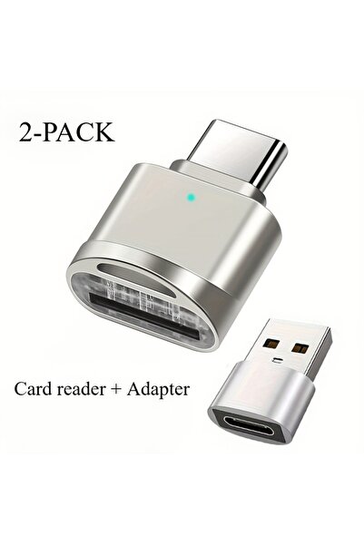 Choice1 Silver 2-Pack USB C TF Card Readers and USB C to USB A Adapter, Type ...